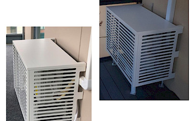 Air source heat pump enclosures balcony